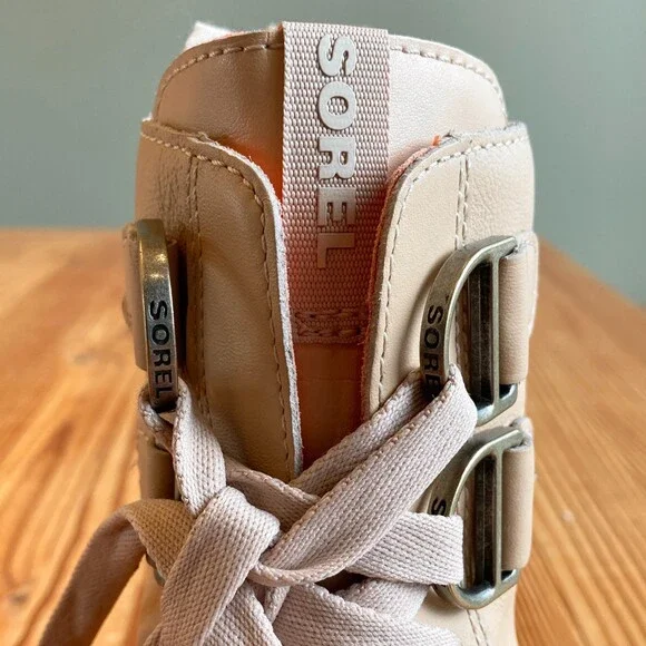 9.5 - Sorel Tan Orange Platform Lace Up Caribou X Waterproof Combat Boots 0114KE - Picture 7 of 8